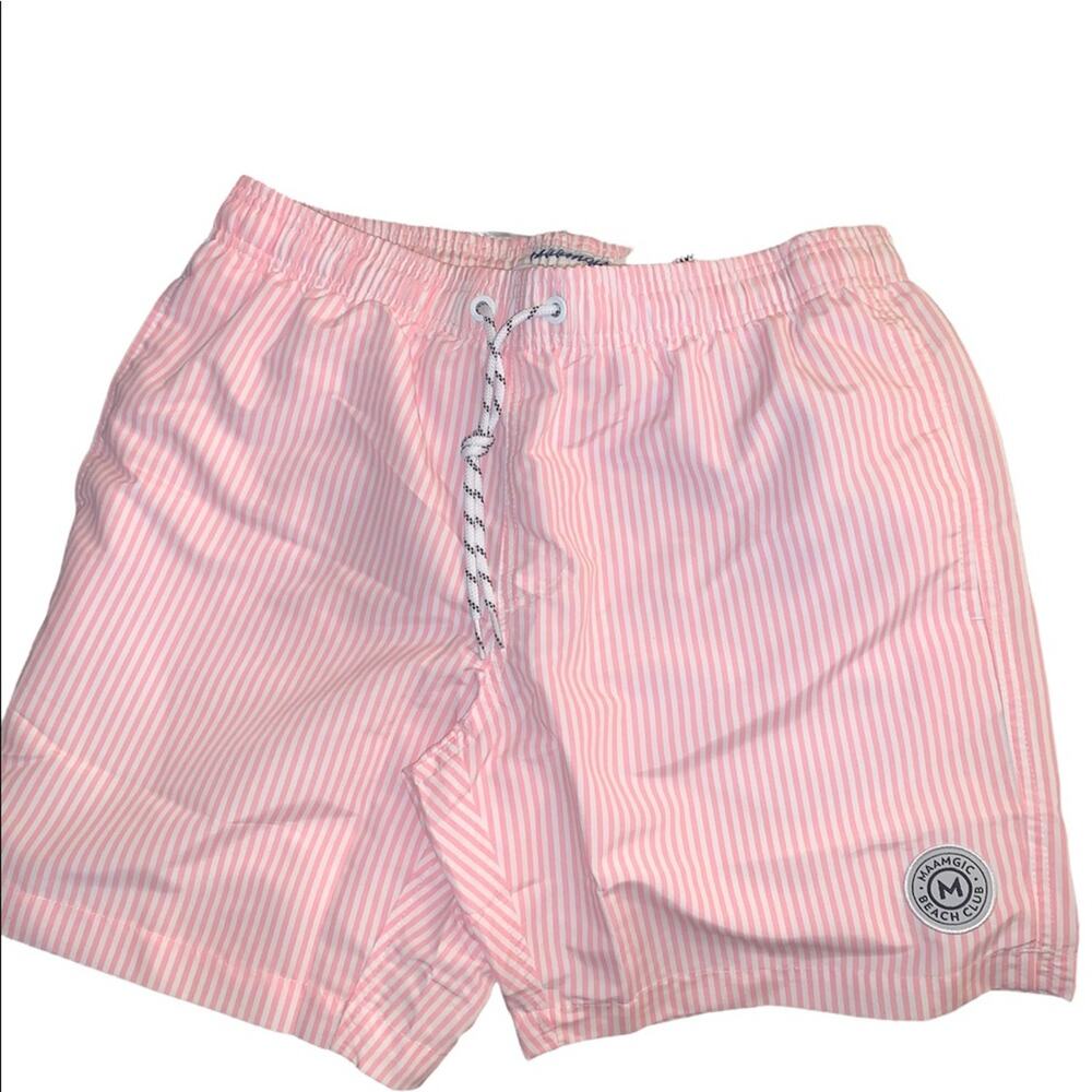 Maamgic Men's Swim‎ Trunks. Pink White. Small